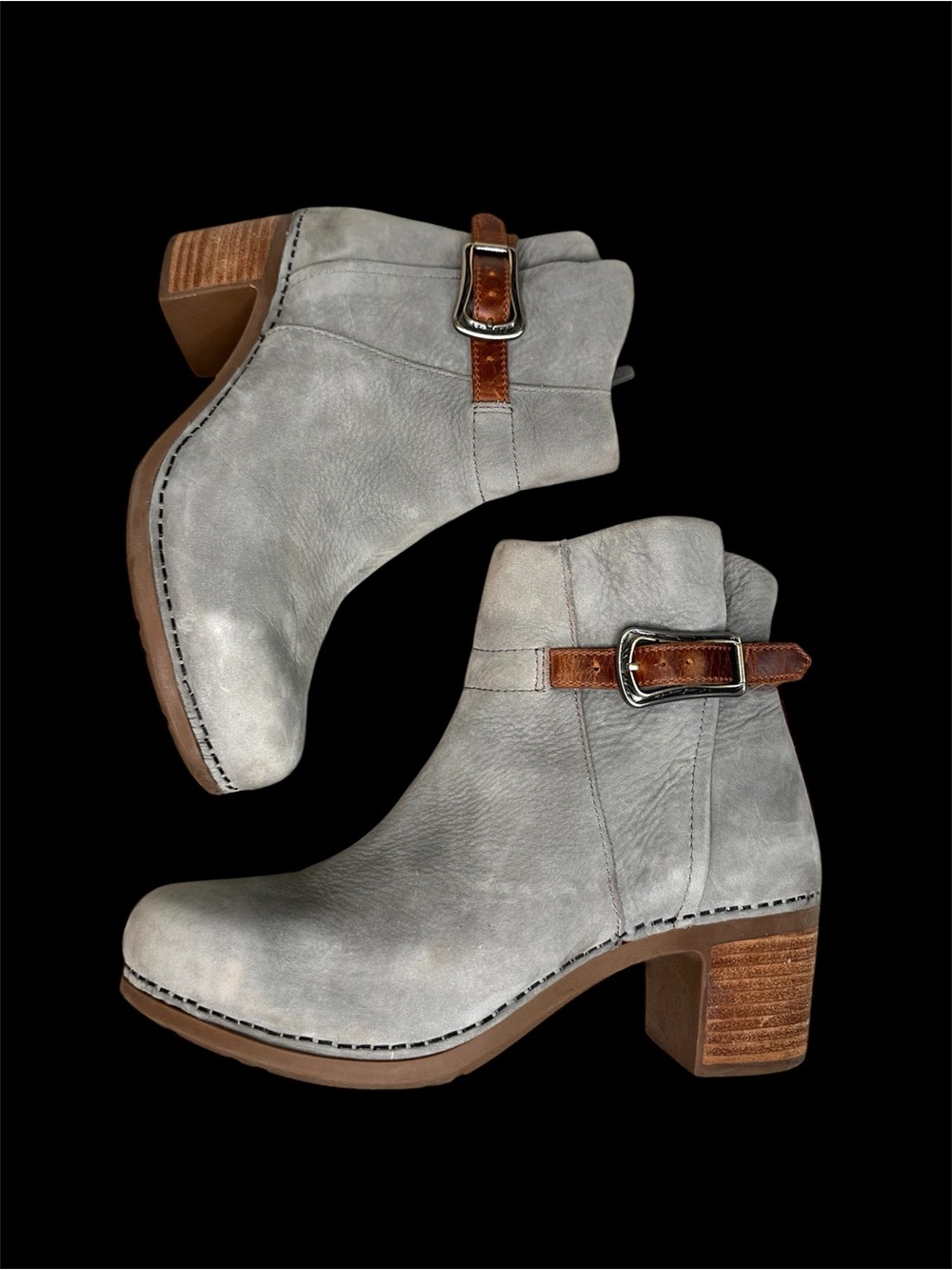 DANSKO Hartley Grey Nubuck Leather Bootie Boots Shoes US 7.5-8M EU 38